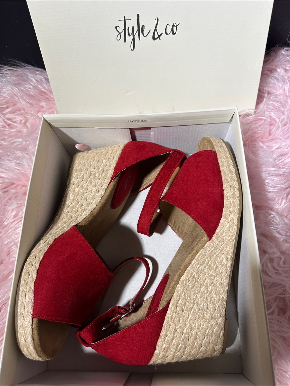 Style & Co. Red Espadrille Wedge Sandals W11